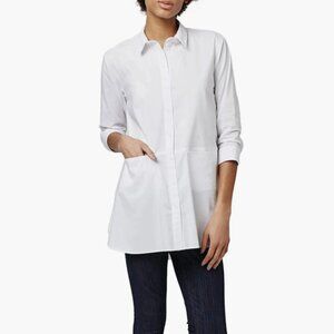 Topshop | 'Jet' Poplin Tunic Shirt | White | 6